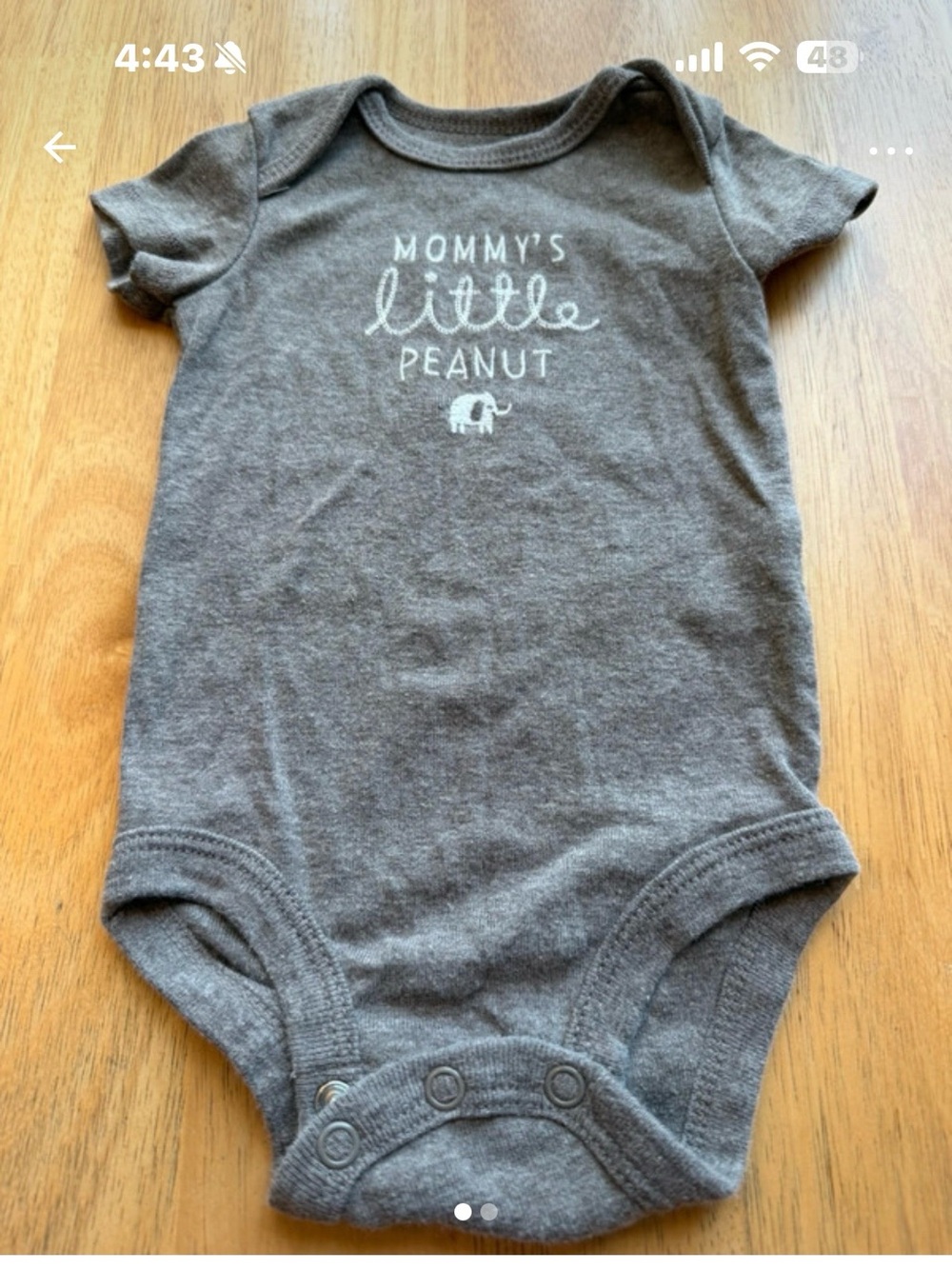 Carter's Grey 'Mommy's Little Peanut' Baby Bodysuit 3 mo